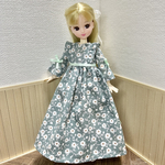  リカちゃん　フリルロングドレス　チェック