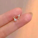 ラスト1点❣️キャロット🥕ラビットピアス／silver925 ジルコニア うさぎ 人参 シンプル キュート 綺麗なゴールド 使い易い デイリー オフィスにも