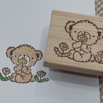 消しゴムはんこ♪　ふわふわくまちゃんとたんぽぽ　春