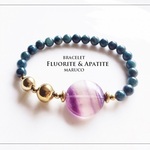 【御売約3*01★ohfriend様】1300→1000　　　BL238-878フローライトgradation+アパタイト 17㎝*天然石ブレスレット　[送料無料]