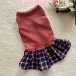 《louis830様 専用❣️》犬服‼︎小型犬ガーリー♥️あったかスウェット‼︎チェックスカートワンピース(DMサイズ)袖なし