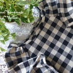 natural**(L)綿麻白黒チェックワンピース