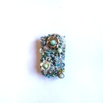 con Verde  Silver Beads Reunion  キャンディジェイド付き　長方形ビーズ刺繍ブローチ