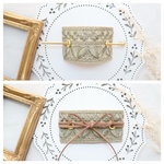 2wayタイプ　くすみグリーン　黄緑　花柄　刺繍リボン　マジェステ　ヘアカフス　かんざし　髪飾り　リボンラップ　ラップポニー　インド刺繍