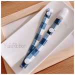 おしゃぶり&おもちゃホルダー　手書き風チェック　ブルー