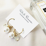 組み合わせ自由♡ 蝶とパールの大人可愛いピアス　イヤリング　バタフライ　フープピアス　フープイヤリング　上品　クリア　キラキラ　お呼ばれ　ウェディング　きれいめ　3way  070  Papillon