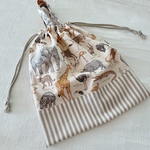 持ち手付き体操服入れ　動物　30×35 体操着袋　入園入学　お着替え袋 巾着　アニマル　ゾウ　きりん　体操服入れ