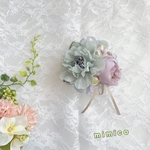 ☆NEW☆ペールグリーングラデーション　ピオニーと小花のコサージュ  卒業式　卒園式　入学式　入園式　フォーマル