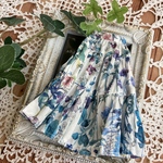 No.513 マキシ丈ティアードスカート　ボタニカル水彩画風