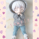 ねんどろいどどーる　服　ポケットに手を入れれるパーカー・灰色&ズボン　no.5