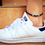 ★再再再再再再再入荷★チェコビーズ✖️1粒ターコイズのアンクレット 【送料無料】