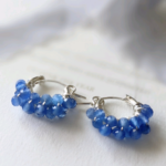 SV925 Blue agate crescent hoop ピアスorイヤリング （14kgf可）