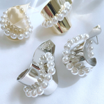 【金アレ対応】2color𓐍メタル×パールの大ぶりニュアンス　ピアス/イヤリング　シルバー　ゴールド