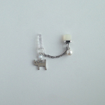 NEW　てくてく 子ねこ 充電口用アクセサリー（シルバー）