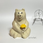 【しろくま貯金箱用】ガラスの小瓶入り紫陽花みたいなお花　（イエロー系）②