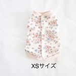 [犬服] XSサイズ 完成品 チワワ　　　　　　　　　　　花柄 ミニ裏毛ニット バックオープン タンクトップ 春服