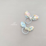 リボンベビーヘアゴム　リバティウィルトシャーフルーツミルク