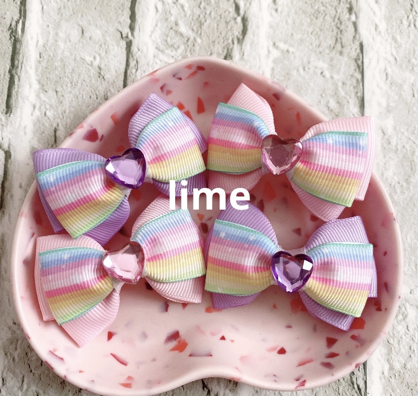 ハンドメイド☆キッズリボンヘアゴム☆水色☆さくらんぼ柄☆きらきら