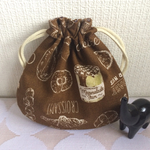 再販☆まん丸ミニ巾着（ブレックファースト）茶