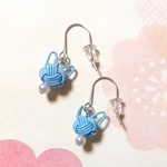 ＊水引にゃんこ玉ピアス＊（イヤリングへ変更可能）