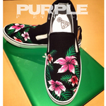 paint shoesフラワー赤