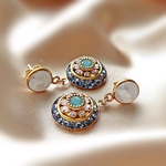 14KGF/ MOONSTONE VINTAGE SWAROVSKI STUD EARRINGS