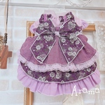 プリンセス☆パープルアンティークナチュラル素材ドレス☆フリルワンピース　犬服　犬ワンピース　記念日　誕生日　撮影会　イベント