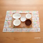 ランチョンマット　小学校用 40×60　　　* ネコの電車　col. pink