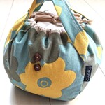 ▼Colon 巾着bag ／大size▼北欧テイスト／stamp flower (セージ×イエロー) 