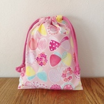 給食袋　巾着　コップ入れ　ピンク　ちょうちょ　カラフル　ひも2本タイプ