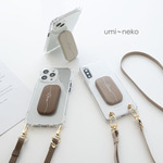 スマホショルダー スマホスタンド クリアケース ストラップ付 【 ころん Simple 名入れ 】 くすみカラー スマホグリップ 文字入れ OS41U