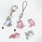 アクリルネコのストラップ　ポシェットやバッグに付けて　猫好きの方に　プレゼント用にも