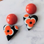 ハート♡レトロなオレンジのお花❁⃘*.ﾟピアス✳イヤリング