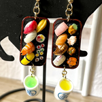 ミニチュア お寿司プレート・お茶と緑茶付きピアス