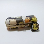 【再販】 がまぐち印鑑ケース （ネコ柄　ネイビー×イエロー）