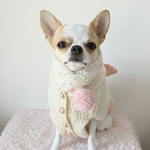 犬 SSサイズ マフラー ♡ ホワイト パステルカラー 猫 ペット ニット ぽんぽん マフラー 犬 スタイ 猫 スタイ 犬 首輪 ネックレス