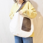 【完成品1点限り】『balloon+pokke』帆布2wayバッグ / 帆布キナリ×PUレザー