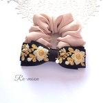 ＊＊chiffonシュシュ＊＊ミルクティ×インド刺繍リボン