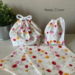 【再販/送料無料♪】お弁当袋セット　お弁当袋　コップ袋　ランチョンマット　正方形　給食袋　ランチセット　お花　花柄　女の子　可愛い　入園準備　入学準備　幼稚園　保育園　小学校　暖色　可愛い