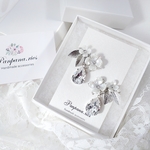 SWAROVSKI"RosaCrystal"ブライダルアクセサリー ブライダルピアス ブライダルイヤリング  ウェディング ドレス 花嫁 結婚式  フラワー スワロフスキー クリスタル  ボタニカル