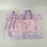 【☆amiko☆様専用】星空とユニコーン柄ラベンダー レッスンバッグ&上靴入れ&体操服入れ＆ランチョンマット 4点セット