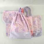【mey様専用】星空とユニコーン柄ラベンダー レッスンバッグ&上靴入れ&体操服入れ 3点セット