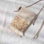 刺繍リボンのスマホポーチ<国産11号帆布使用>