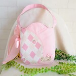 うさぎと椿柄の丸底ぷっくりお手提げ