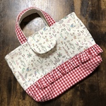お道具袋♡リバティ セオ×赤ギンガム♡ミニレッスンバック 辞書バック 入学準備