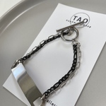 シルバープレートのブラックとシルバーのチェーンブレスレット