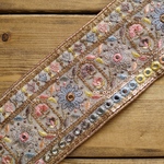 【1mカット済み】シフォン　刺繍リボン  パステルミラー【8.5㎝幅】