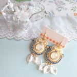 *ルネ*イエロー×ブルー  ソウタシエ イヤリング／ピアス◇エスニック◇リーフ モチーフ