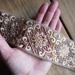  1mカット済み【インド刺繍リボン】チュール　刺繍リボン   【ベージュ】