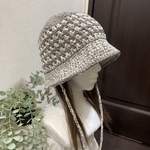 ☆ ストラップ付き♡コットン バケハ☆グレー×ブルースター